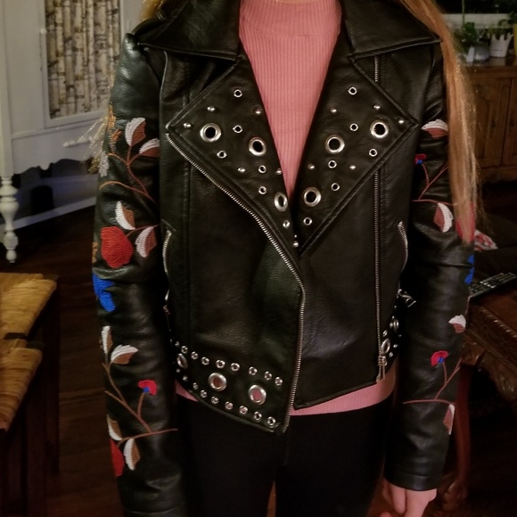 Womens medium m faux leather jacket moto coat - Picture 2 of 4